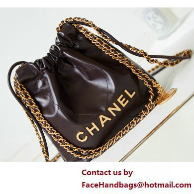 Chanel Shiny Calfskin  &  Gold-Tone Metal CHANEL 22 Mini Handbag AS3980 Dark Burgundy